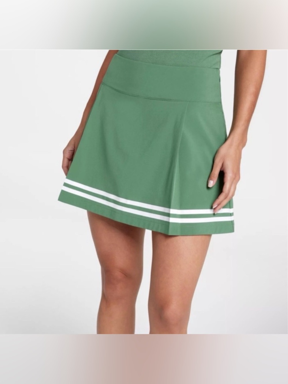 CALIA by Carrie Underwood Green Skater Skirt with White Stripe Hem